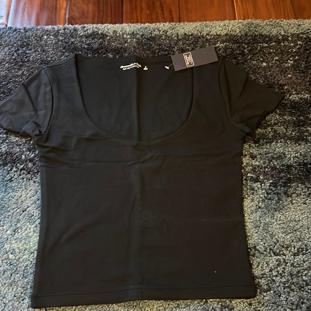 Short-sleeve cotton seamless fabric scoopneck top